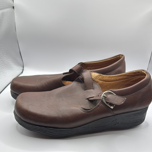 Famolare Brown Leather Mary Jane Wedge Shoes Earth Brown Size 10 - Picture 6 of 14